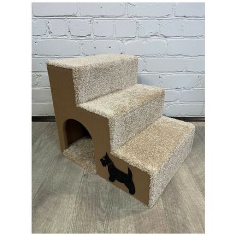 Лестница для собак из ДСП + ковролин с уютным домиком (55*44*46)
