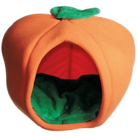 Домик для кошки Зооник "Тыква", цвет: оранжевый, зеленый, 50 х 50 х 40 см