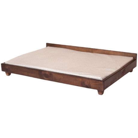 Кровать для собаки средней породы, 90х60 см съемный чехол, деревянный каркас. Орех.
