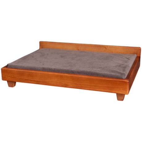 Кровать для собаки малой породы, 60х45 см съемный чехол, деревянный каркас. Махагон.