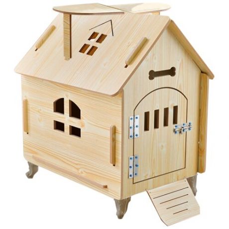 Деревянный домик на ножках для собак, светлое дерево, 51х39х50 см, Pets & Friends PF-HS-02
