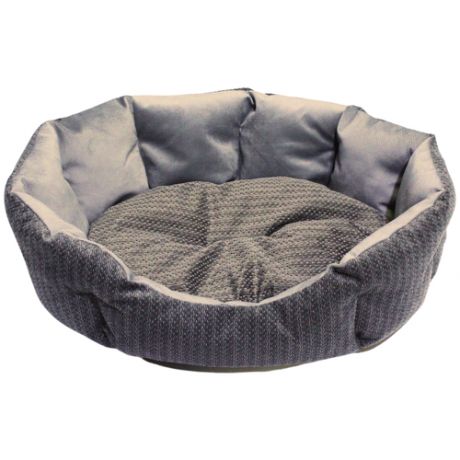 Лежанка для собак с входом, мебельная ткань, холлофайбер, 52х37 см, серая.
