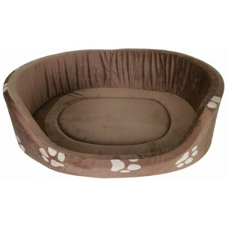 Лежанка напольная с уплотненным дном Mava тапико №5 темно-коричневого цвета для средних и крупных пород собак, овальная форма, ткань мебельная, спанбонд, поролон, размеры 95х80х20 см