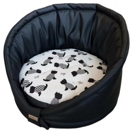 Лежак для собак и кошек Anteprima Tortellino 50х46х10 см белый/черный собачки