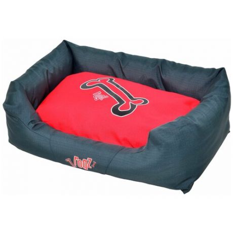 Лежак для собак Rogz Spice Красные косточки с бортиком и двусторонней подушкой большой 88 x 55 x 26 см (1 шт)