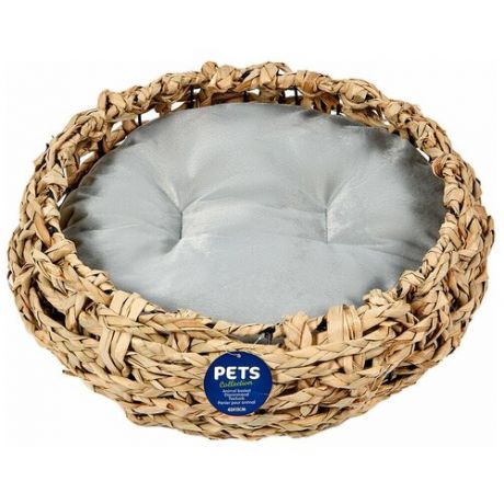 Лежак для животных из соломы с подушкой, диаметр 42 см
