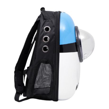 Рюкзак-переноска для кошек и собак Пижон с окном для обзора 24х42х30 см бело-голубой