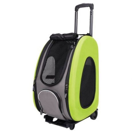 Ibiyaya - Складная сумка-тележка 3 в 1 для собак до 8 кг (сумка, рюкзак, тележка) лайм
