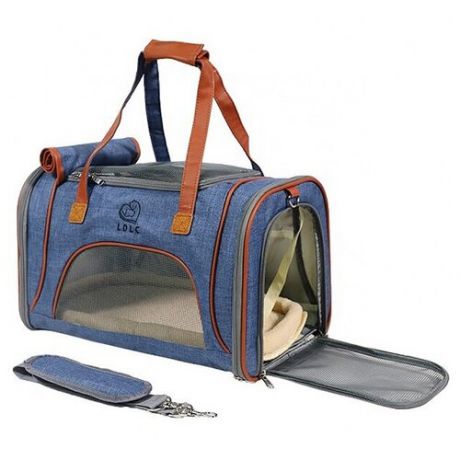 Дорожная сумка переноска для домашних животных 46x26x28, синяя