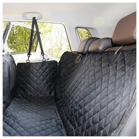 Автогамак для перевозки собак в автомобиле с защитой дверей. 3-х слойная прошитая ткань. Защита от протекания, шерсти, грязи. (137*147)