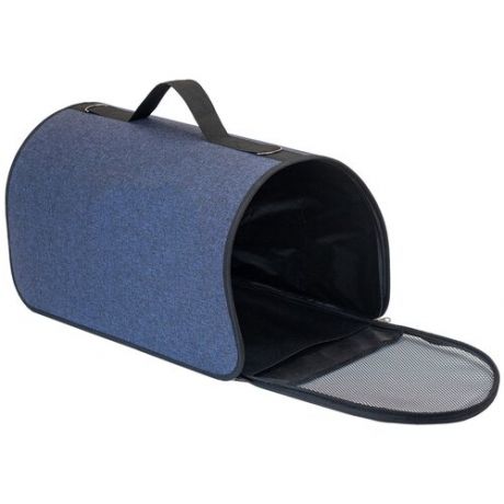 Переноска сумка жёсткая PetTails №4 51 х 29 х 29 (рогожка, пластик) синяя