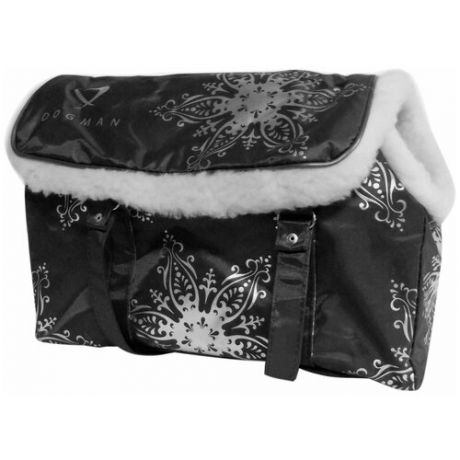 DOGMAN сумка-переноска модельная № 8М, зима, иск. мех, черная, 38 х 18 х 25 см (1 шт)