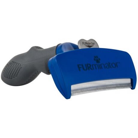 Щетка-триммер FURminator L для короткошерстных собак крупных пород, синий/серый