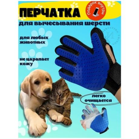 Перчатка для вычесывания шерсти кошек, собак, щетка от шерсти животных, на правую руку, массажная расческа пуходерка