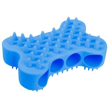 Массажная щетка для мытья животных STEFAN силиконовая синяя, WF03708