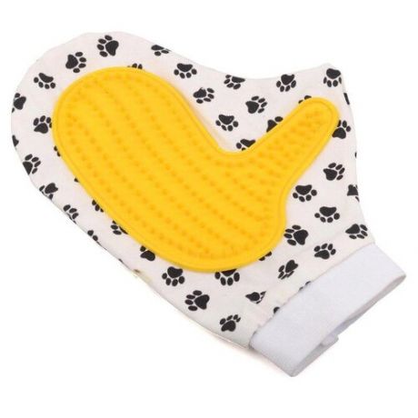 Перчатка для вычесывания шерсти кошек и собак (Жёлтая)