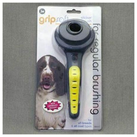J. W. Щетка-пуходерка, для собак, жесткая, маленькая Grip Soft Slicker Brush Small Цвет: Желтый, Черный