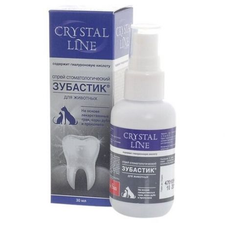 Спрей Apicenna стоматологический для обработки полости рта Crystal Line Зубастик для кошек и собак , 30 мл