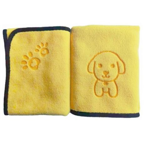 Полотенце для собак и кошек впитывающее из микрофибры 70*140см Petty желтое