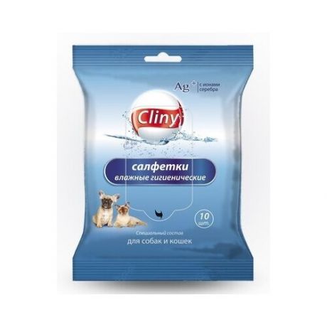 Cliny Влажные салфетки, антибактериальные с ионами серебра, 10шт. K101, 0,04 кг, 34655 (2 шт)