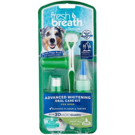 Комплект Tropiclean Fresh Breath для ухода за зубами отбеливающий для собак