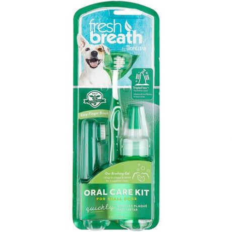Комплект Tropiclean Fresh Breath для ухода за зубами для собак мини-пород