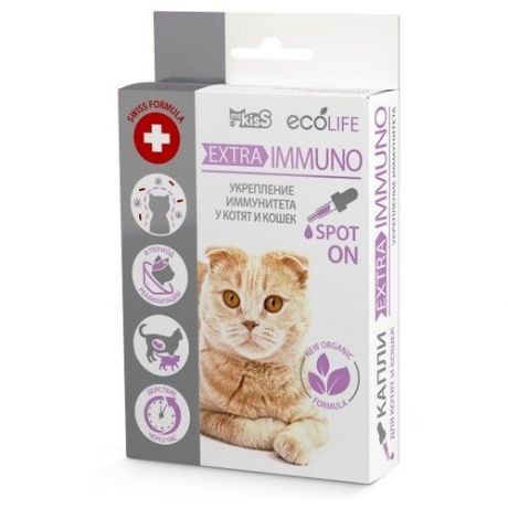Капли для котят и кошек для укрепления иммунитета Ms. Kiss Ecolife "Extra- Immuno", 10 мл