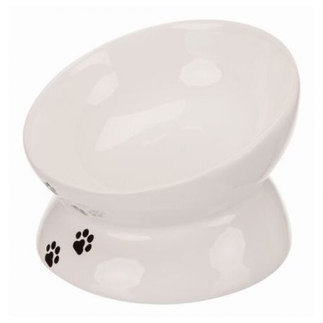 Миска керамическая для животных "Trixie" (белая с лапками), 250 мл