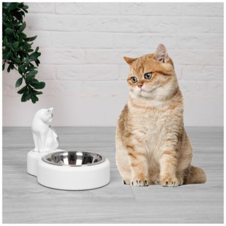 Подставка с мисками для кошек и собак BOGACHO Лакшери Мур белая