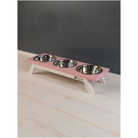 Миска для кошек и собак на подставке 3шт. по 200мл. Pepilota Сфинкс высотой 7см. ц. Розовый
