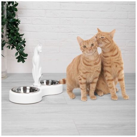 Подставка с мисками для кошек и собак BOGACHO Лакшери Кэт белый