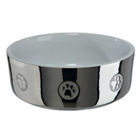 Миска TRIXIE 25085 керамическая для собак 1.5 л серебристо-белый