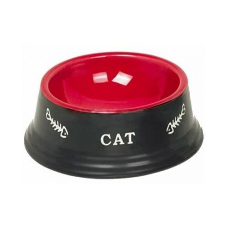 Миска керамическая с рисунком "Cat" (красно- черная), 14x4,8 см