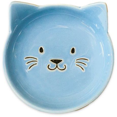 КерамикАрт - Блюдце керамическое Мордочка кошки 80 мл, голубая