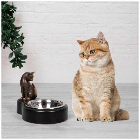 Подставка с мисками для кошек и собак BOGACHO Лакшери Мур коричневая