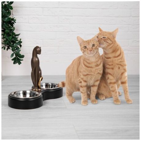 Подставка с мисками для кошек и собак BOGACHO Лакшери Кэт кремовая