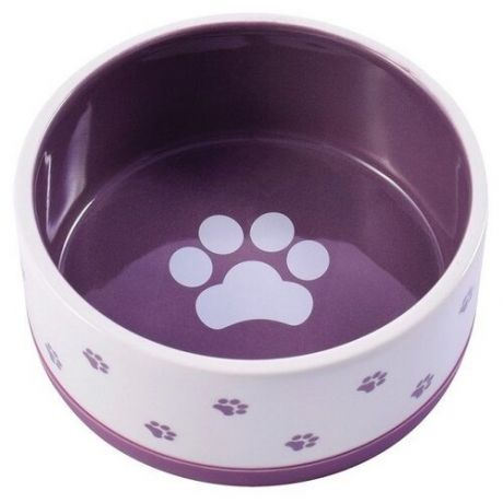 Миска КерамикАрт 211130 для собак 360 мл белый/фиолетовый