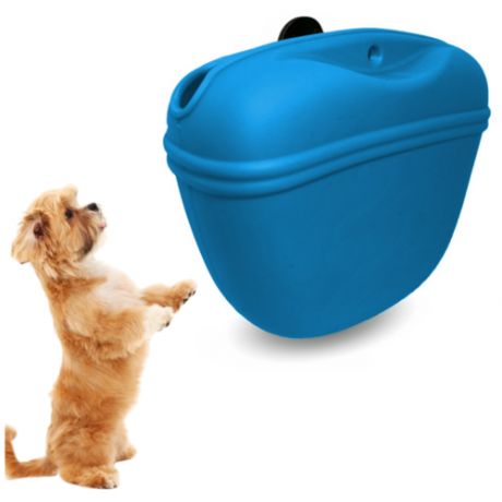 Сумка для лакомств собак, сумочка для лакомств для собак, сумка для лакомств, сумка для дрессировки силиконовая с магнитным замком голубая