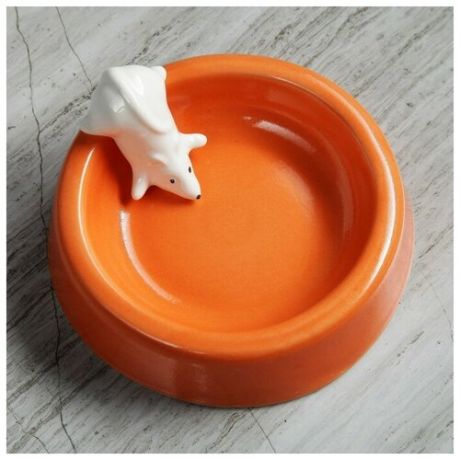 Миска"Белая мышка", цвет оранжевый, 0.2 л Керамика ручной работы