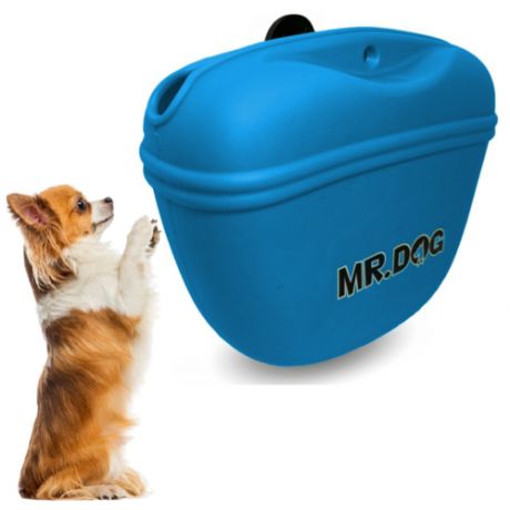Сумка для лакомств собак, сумочка для лакомств для собак, сумка для лакомств, сумка для дрессировки силиконовая с магнитным замком голубая, Mr Dog