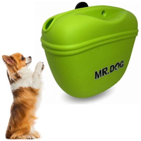 Сумочка для лакомств силиконовая, с магнитным замком, зеленая, Mr Dog