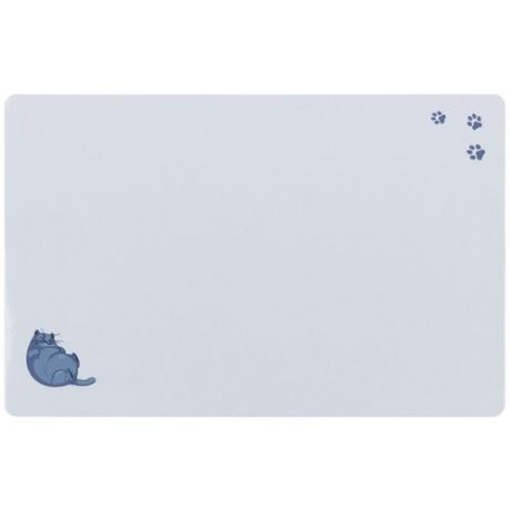 Коврик под миску с рисунком Толстый кот/лапки, 44 x 28 см, серый, Trixie (коврик для миски, 24549)