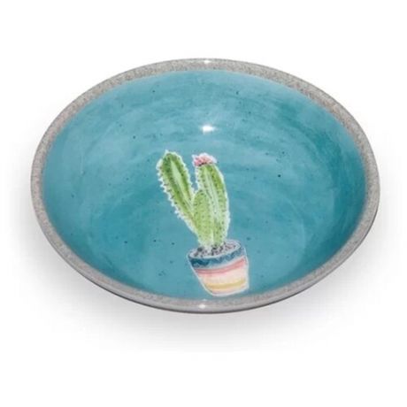 Миска для животных TARHONG "Cactus", голубая с рисунком, 13х13х2.8см (180мл)