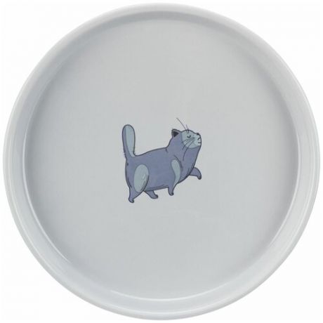 Миска для кошек плоская и широкая, керамика, 0.6 л/ 23 см, серый, Trixie (миска для животных, 24802)