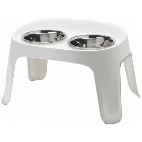 Подставка Moderna Skybar M барный столик с двумя мисками для собак 1.8 л белый/металл
