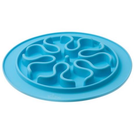 Миска силиконовая рельефная (волны) игровая для медленного поедания корма (голубая) 24 см 21003