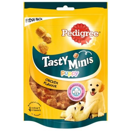 Лакомство для собак Pedigree Tasty Minis Puppy ароматные кусочки с курицей, 125 г