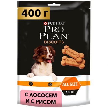 Лакомство для собак Pro Plan Печенье с лососем и рисом, 400 г