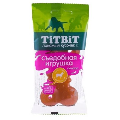 Лакомство для собак Titbit Съедобная игрушка косточка с ягненком Standart, 50 г
