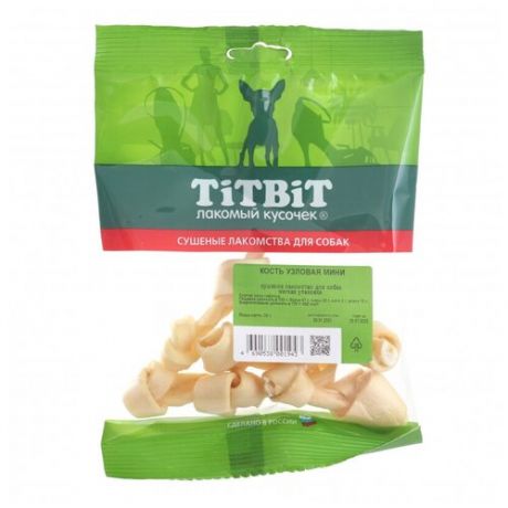 Titbit Кость узловая мини мягкая упаковка лакомство для собак 28 гр (26 шт)